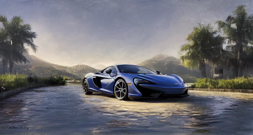 Prompt: mclaren in villa, front sea,digital art,ultra realistic,ultra detailed, ultra wide Lens, art by greg rutkowski