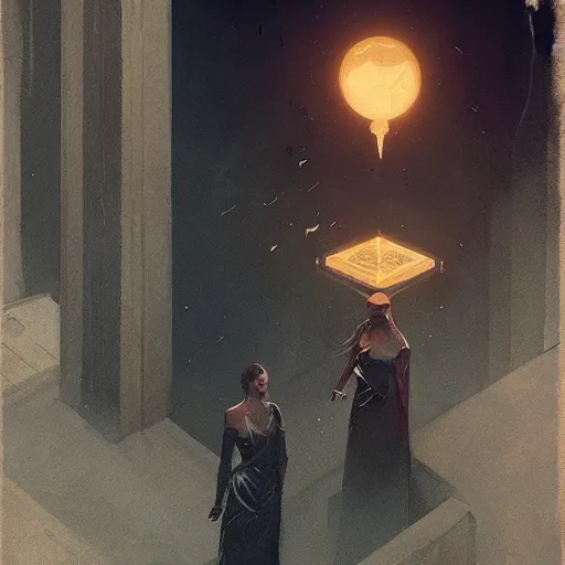 Image similar to 🌙🕌✨, Art Deco, Greg rutkowski Trending artstation, surrealist