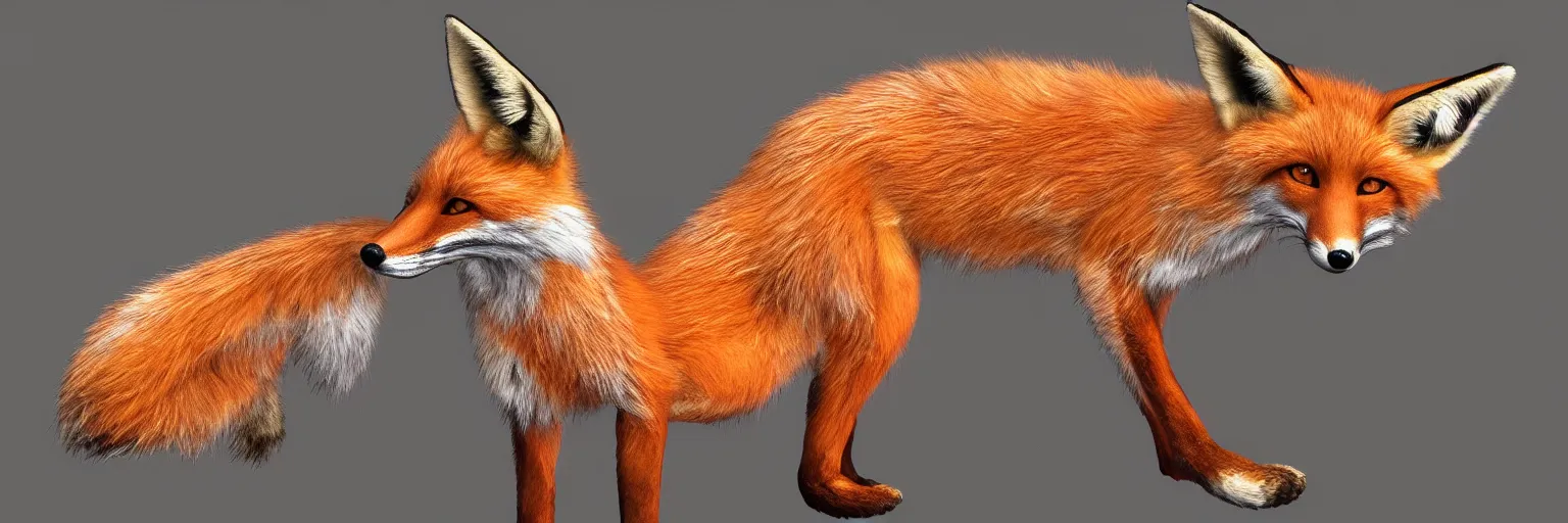 Image similar to a photorealistic humanoid fox, antrophomorphic