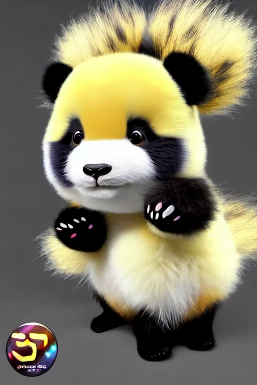 Image similar to high quality 3 d render hyperrealist very cute multicolor stripped fluffy! panda phoenix hybrid with wings!!!, highly detailed, vray smooth, in the style of detective pikachu, hannah yata charlie immer, dramatic blue light, low angle, uhd 8 k, sharp focus