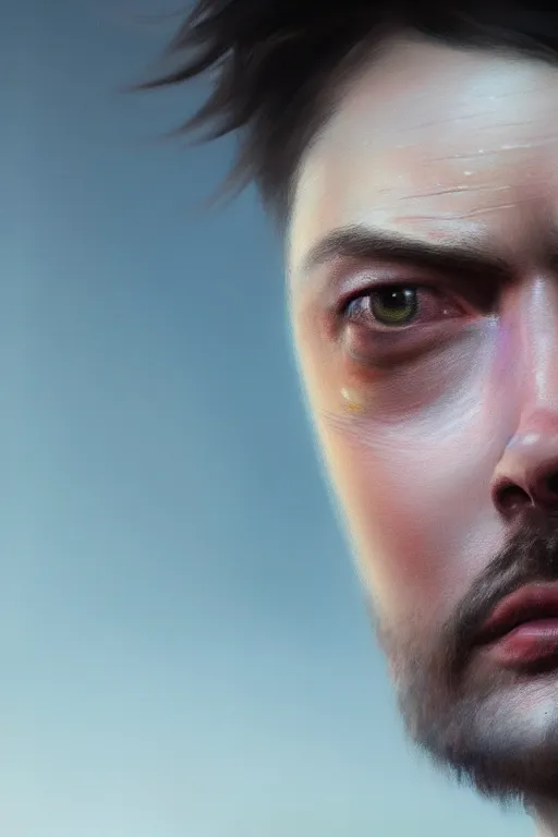 Image similar to ultra detailed close up facial portrait of karl urban, extremely detailed digital painting, in the style of fenghua zhong and ruan jia and jeremy lipking and peter mohrbacher, mystical colors, rim light, beautiful lighting, 8 k, stunning scene, raytracing, octane, trending on artstation