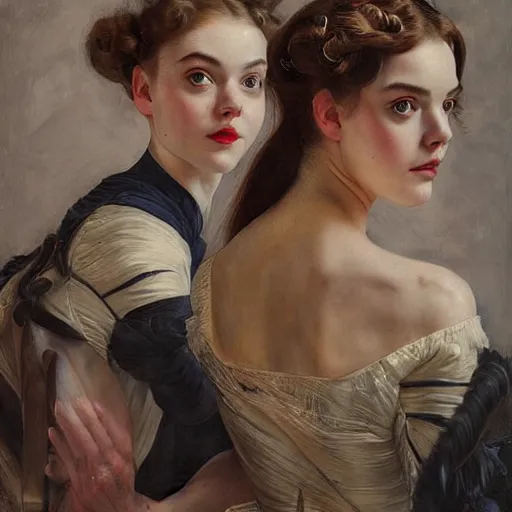 Image similar to elle fanning, ana de armas, anya taylor - joy in prey picture by j. c. leyendecker and peter paul rubens, asymmetrical, dark vibes, realistic painting, organic painting, matte painting, geometric shapes, hard edges, graffiti, street art : 2 by j. c. leyendecker and peter paul rubens : 4