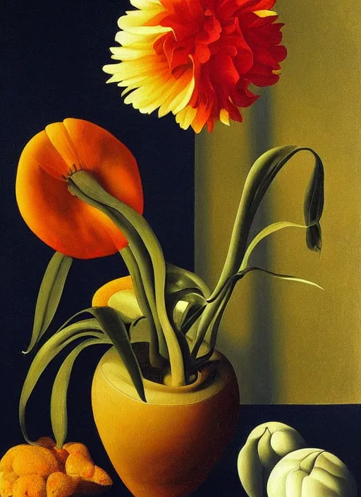 Image similar to a dutch still life by georgia o'keeffe, intricate, hyperrealistic, high contrast, volumetric lighting