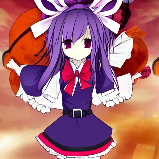 Prompt: Reisen Udongein Inaba, Touhou project, is wearing a white blouse with short sleeves, a red belt, and a blue skirt, Red eyes, long light purple hair, long rabbit ears, Wearing a white blouse, a purple skirt and a red tie, a carrot-shaped clip on the tie, circle eyes, in front, 4k, 2d, high quality, anime artist