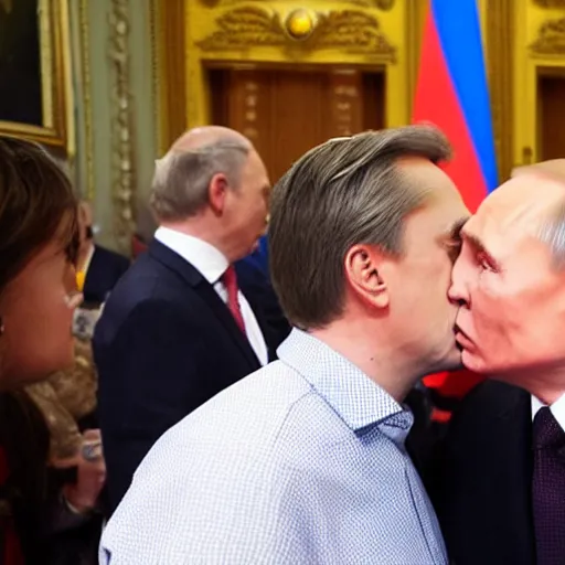 Image similar to orban viktor kissing putin