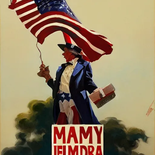 Image similar to greg manchess painting of a propganda poster of uncle sam saying glory to america, painting, trending on artstation, by huang guangjian and gil elvgren and sachin teng