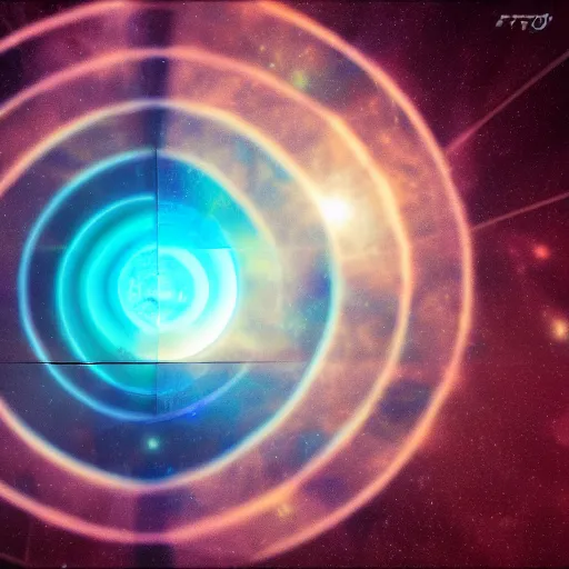 Image similar to The universe in a cube in a circle in a triangle Octane & Unreal Engine 4 & f1.4 Photography.