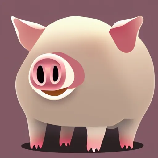 Prompt: cute pig, minimalism