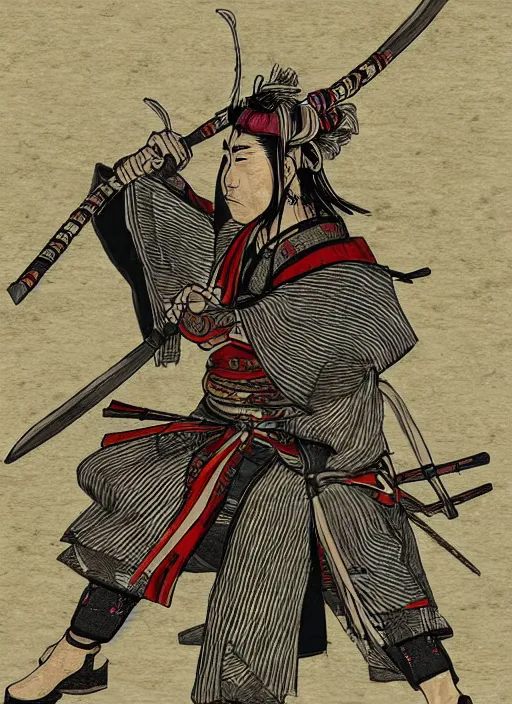 Image similar to samurai jetstream sam, feudal japan, emakimono, high quality, [ revengeance ]