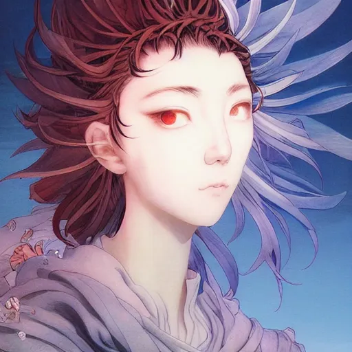 Prompt: prompt : xianxia hero character portrait soft light painted by james jean and katsuhiro otomo and erik jones, inspired by evangeleon anime, smooth face feature, intricate oil painting, high detail illustration, sharp high detail, manga and anime 1 9 9 9