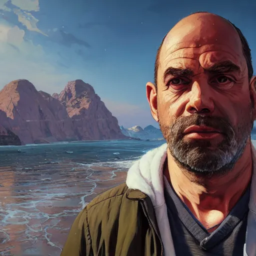 Image similar to highly detailed portrait, homer adams, in gta v, stephen bliss, unreal engine, fantasy art by greg rutkowski, loish, rhads, ferdinand knab, makoto shinkai and lois van baarle, ilya kuvshinov, rossdraws, tom bagshaw, global illumination, radiant light, detailed and intricate environment