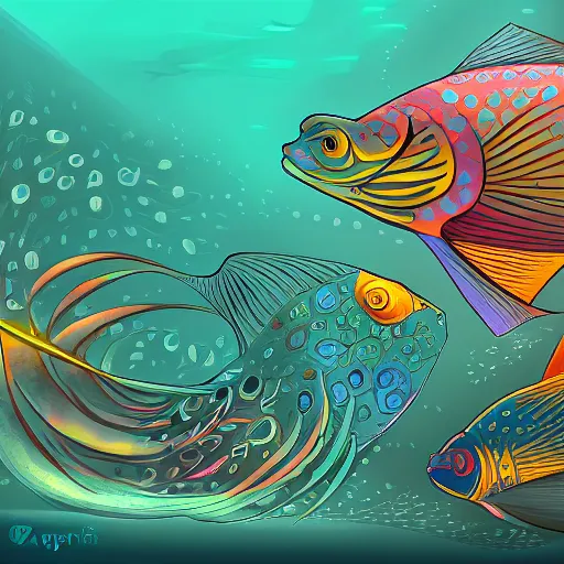 Prompt: Weird Fishes & Arpeggi, Digital Art, Trending on Artstation