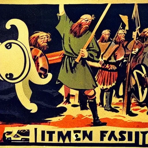 Prompt: a viking propaganda poster from the 1920