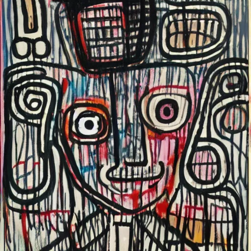 Prompt: cute anime girl, by Jean-Michel Basquiat by Jean-Claude Dubuffet