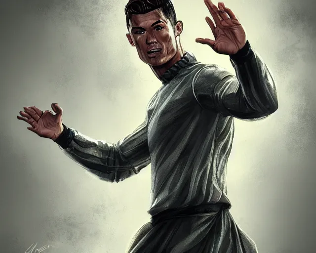 Image similar to cristiano ronaldo as a strong magician, fantasy art, in the style of Andreas Höher, illustration, epic, fantasy, intricate, elgant, amazing detail, digital painting, artstation, concept art, smooth, sharp focus