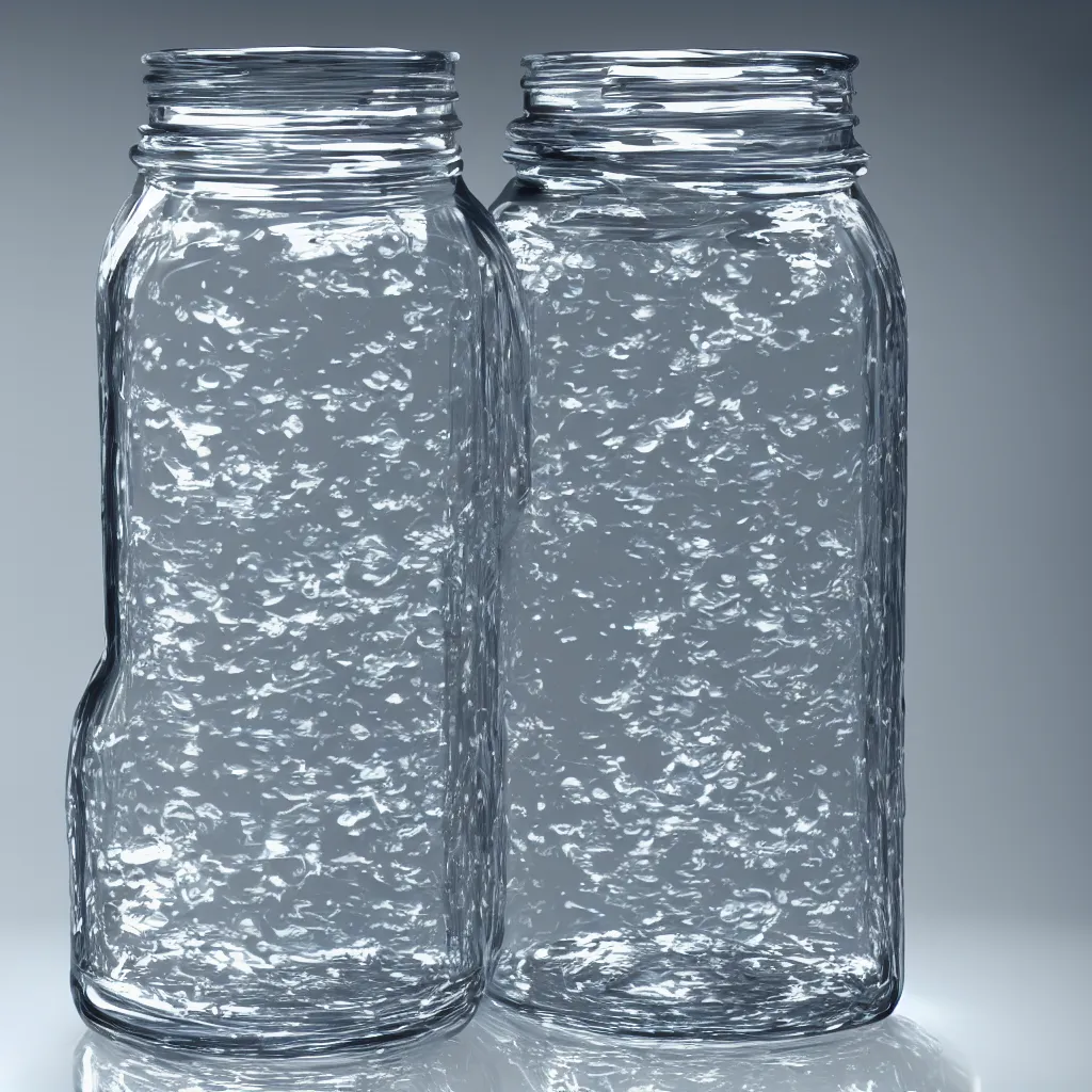 Prompt: a jar half filled with water, hd, realistic, real