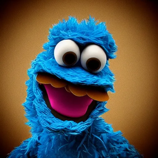 Prompt: “ cookie monster muppet turning into a werewolf. ultra realism. 4 k ”