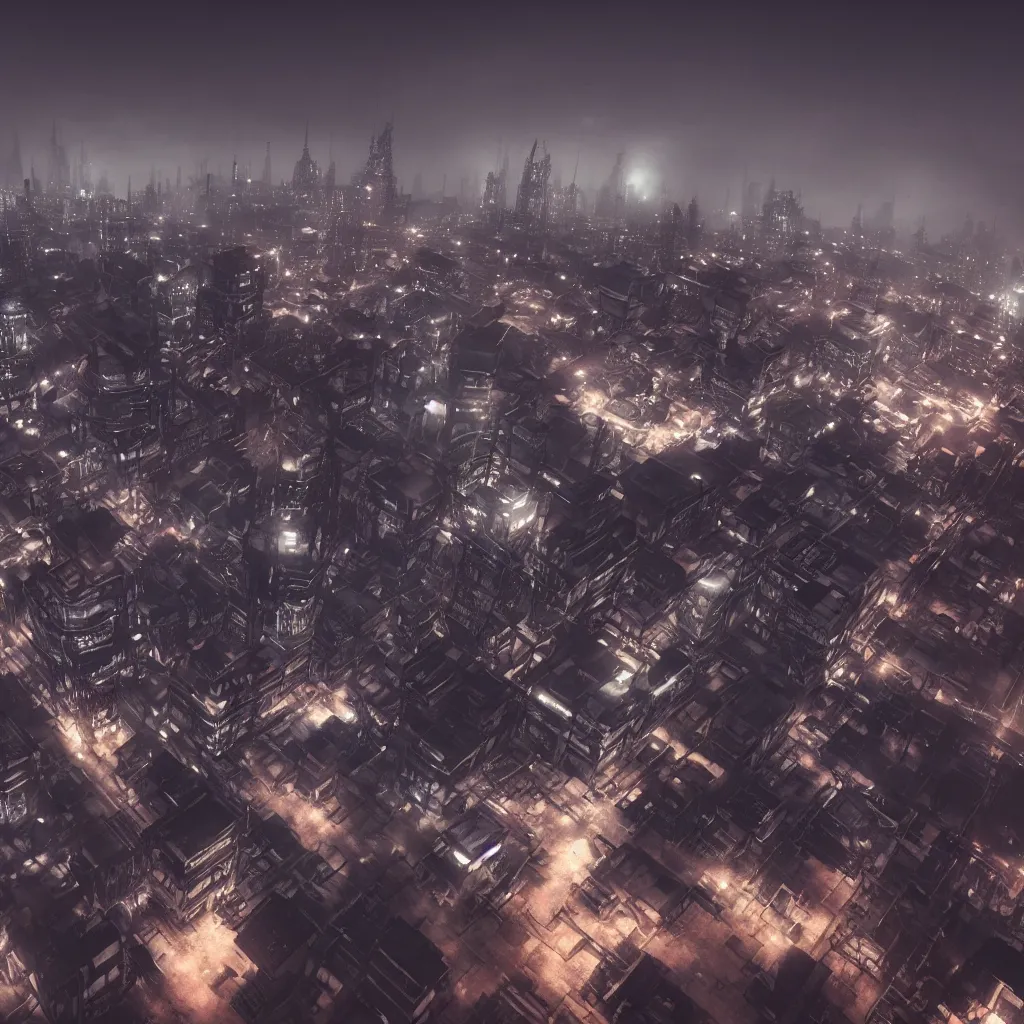 Image similar to realistic dystopian cityscape, night sky, videogame map as designed by valve software, source engine render, 4 k resolution, dark atmosphere, left 4 dead 2 style, award winning render