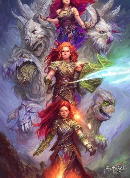 Image similar to three fates, ultra detailed fantasy, dndbeyond, bright, colourful, realistic, dnd character portrait, full body, pathfinder, pinterest, art by ralph horsley, dnd, rpg, lotr game design fanart by concept art, behance hd, artstation, deviantart, hdr render in unreal engine 5