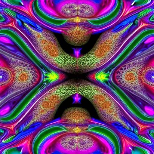 Image similar to psychedelic 3 d mandelbrot fractal suspended in the void