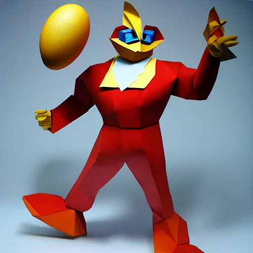 Image similar to a paper model of eggman, paper modeling art.