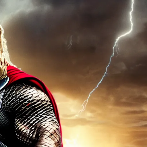 Image similar to Dwayne Johnson as Thor 4k detail