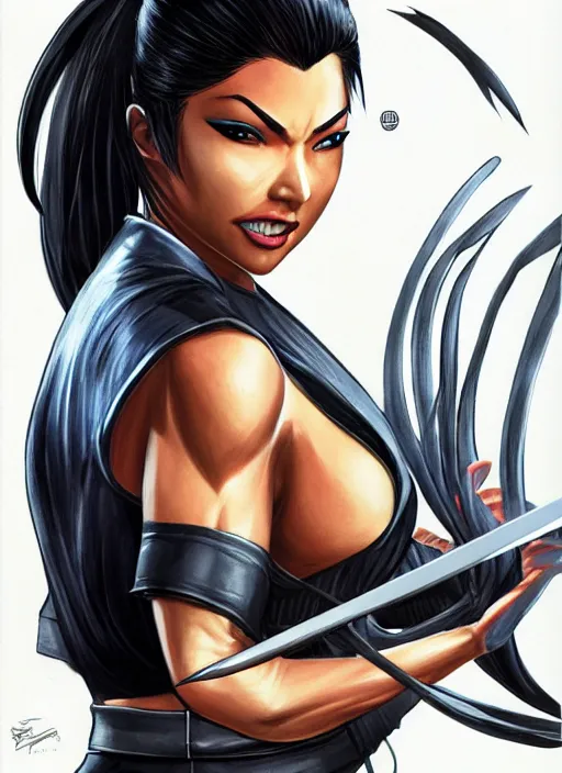 Prompt: katana from mortal kombat, drawn by artgerm, studio quality