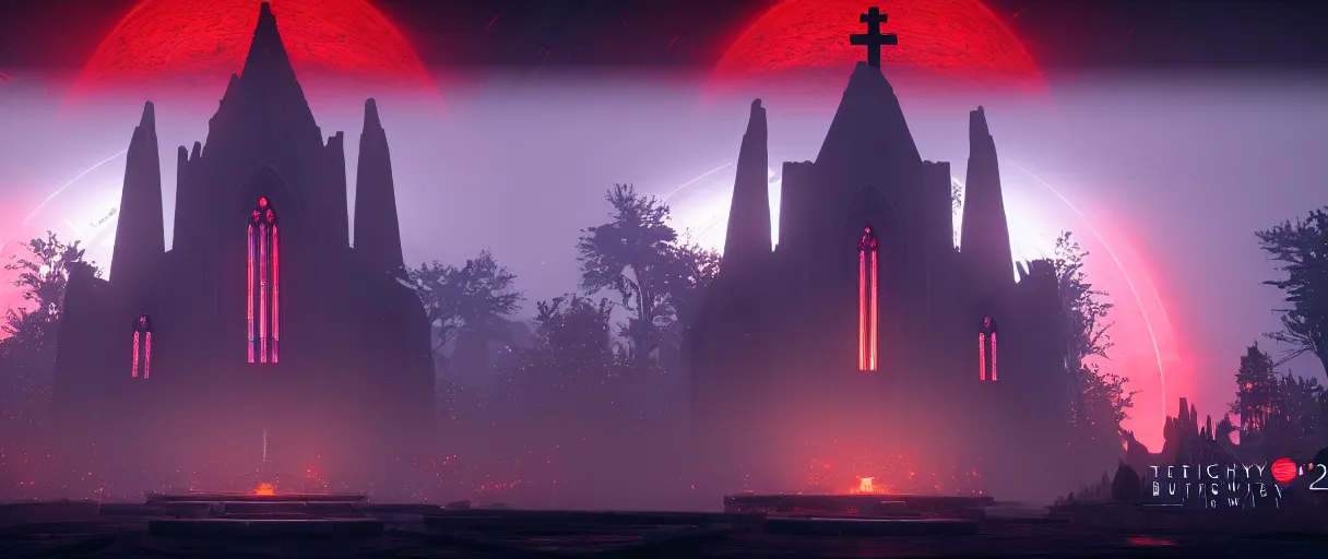 Image similar to symmetrical, centered, ancient church of worship with red shafts of light in destiny 2, foggy, liminal, dark, dystopian, beautiful architecture, abandoned, highly detailed 4 k 6 0 fps destiny 2 promotional poster image wallpaper, official image bungie website