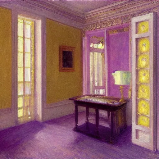 Image similar to haunted room of ivory and gold filigree, film still by edward hopper, by Bosch, by klimt, art noveau, highly detailed, strong lights, liminal, eerie, Bright pastel colors