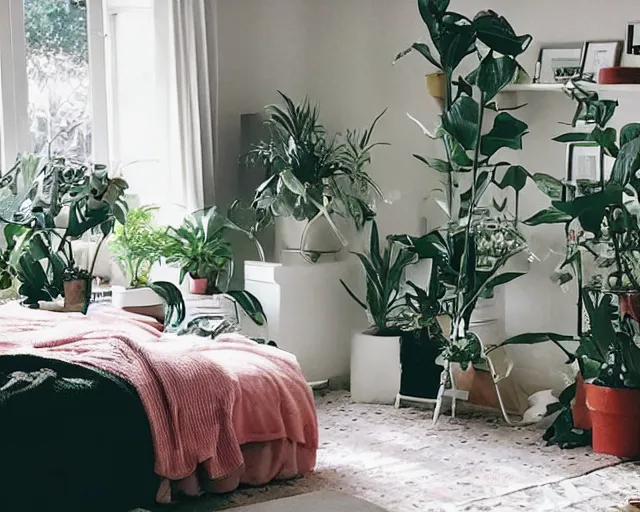 Prompt: a photo of a cosy bedroom, filmic, vhs, 9 0 s footage, relaxing, houseplants