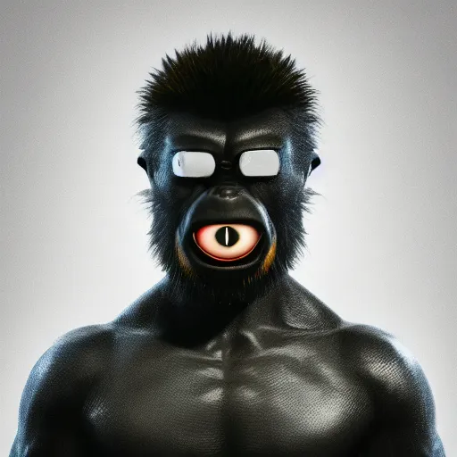 Image similar to if x - men cyclops was a bored ape with laser eyes, 4 k, hyperreal, octane render