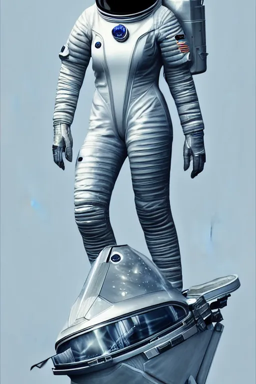 Prompt: epic professional digital art of stunningly gorgeous female starship astronaut in spacesuit uniform by leesha hannigan, iris van herpen, artstation, cgsociety, wlop, epic, much wow, much detail, gorgeous, detailed, masterpiece