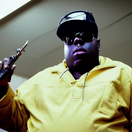 Image similar to biggie smalls in breaking bad 4 k, epic, cinematic, focus, movie still, fantasy, serious, extreme detail, atmospheric, dark colour, sharp focus