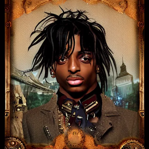 Image similar to playboi carti in steampunk style digital art 4 k the detailed super realistic