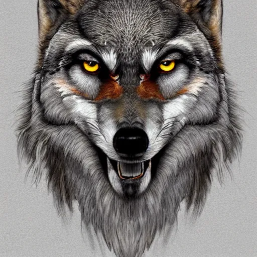 Image similar to ( ( ( ( wolf ) ) ) ) with! owl - head, art reference sheet, featured on artstation