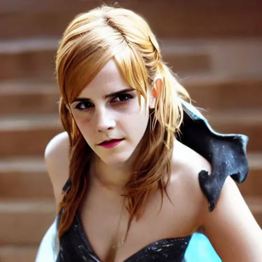 Prompt: full length headshot Emma Watson cosplaying as Nami from One Piece