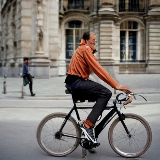 Prompt: closeup portrait of a cyclist in paris, by Steve McCurry and David Lazar, natural light, detailed face, CANON Eos C300, ƒ1.8, 35mm, 8K, medium-format print