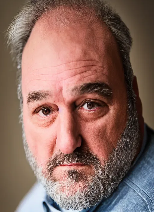 Image similar to DSLR photo portrait still of 60 year old age 60 James Gandolfini at age 60!!!, 85mm f1.8