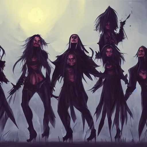 Image similar to a group of intimidating balkan vampires posing menacingly, by WLOP