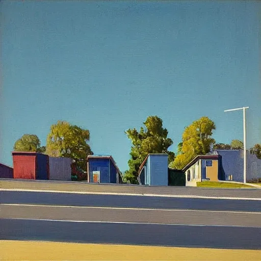 Image similar to “Wayne thiebaud painting of hilly streets and blue skies”