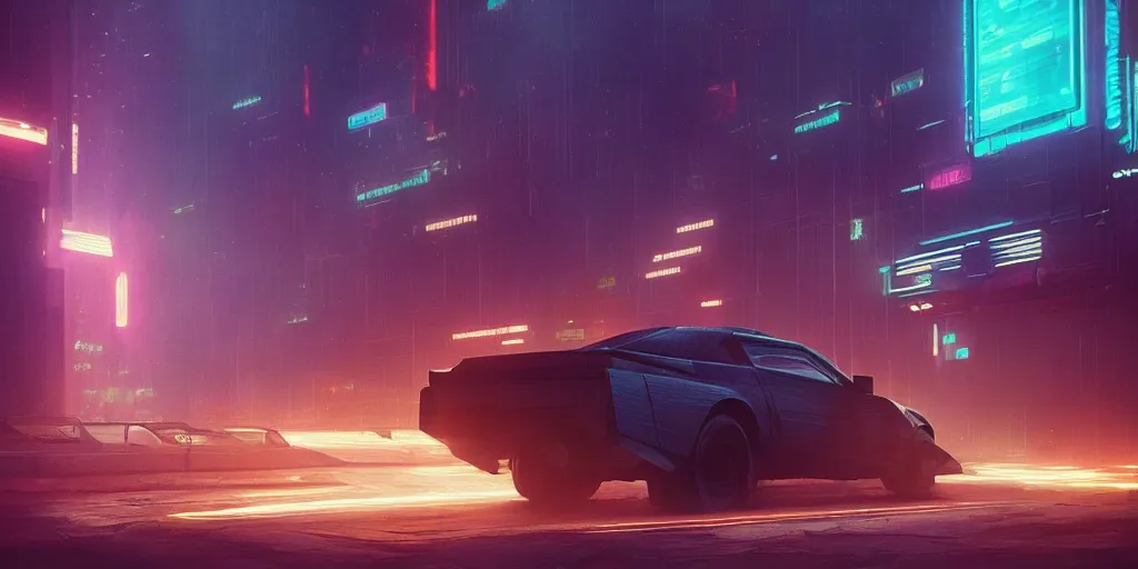 Prompt: A scene from Bladerunner 2049 rendered by Beeple synthwave style environment concept digital art unreal engine WLOP trending on artstation