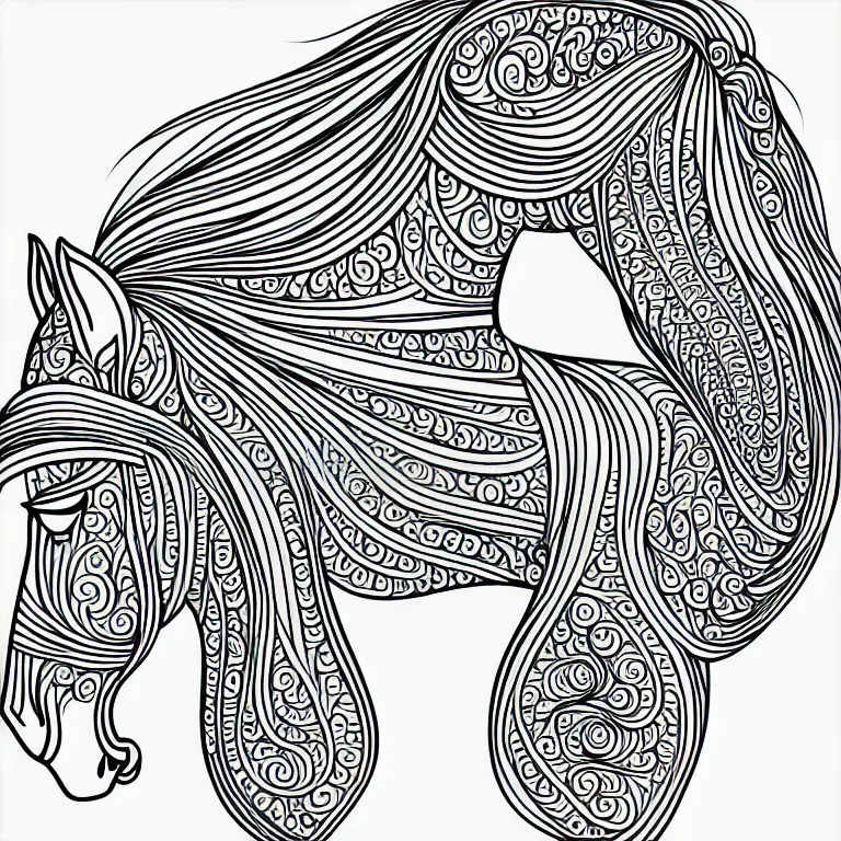 Image similar to beautiful horse, ornamental, fractal, line art, vector, outline, simplified