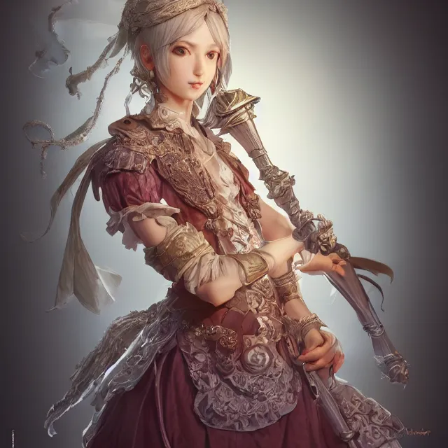 Image similar to studio portrait of neutral good colorful female cleric bard healer as absurdly beautiful, elegant, young skinny gravure idol, ultrafine hyperrealistic illustration by kim jung gi, irakli nadar, intricate linework, sharp focus, bright colors, octopath traveler, final fantasy, unreal engine highly rendered, global illumination, radiant light, detailed intricate environment