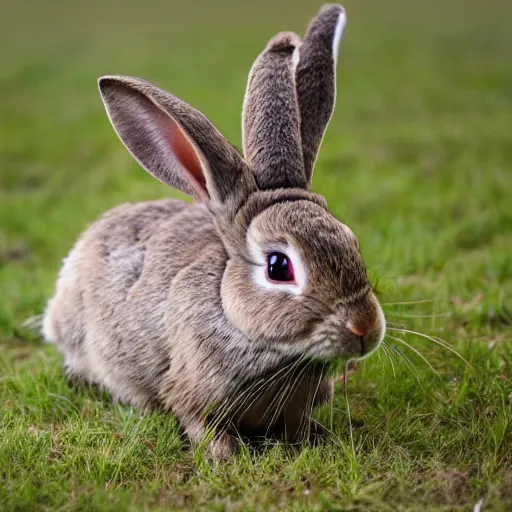 Prompt: rabbit with long horn on its head