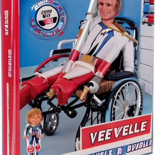 Image similar to evel knievel broken leg play set, wheelchair, crutches, by mattel, for kids, j. c. penny wish book 1 9 8 2