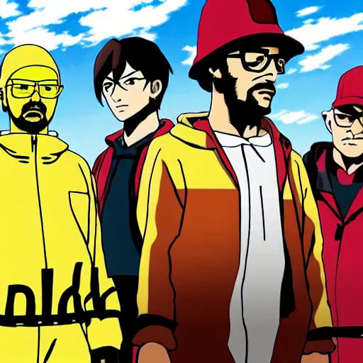 Prompt: japanese promotional image breaking bad anime, 2 0 2 0