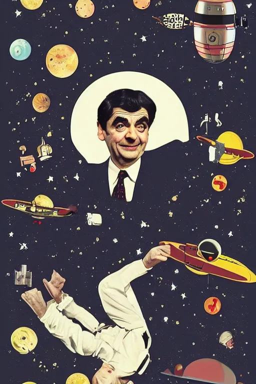 Image similar to criterion collection Poster art for the film Mr. Bean goes to Space