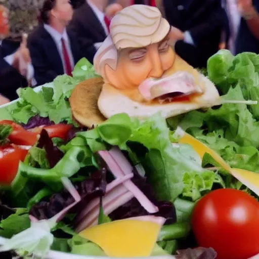 Image similar to skinny Donald Trump eating a salad