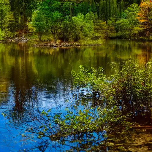 Image similar to a beautiful forest lake