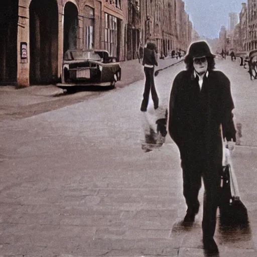 Image similar to john lennon walking down the street, hd, 4 k, high resolution, intricate detail, realistic